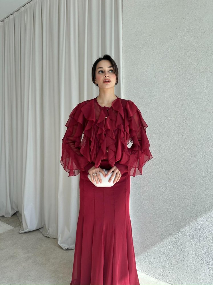 POPPY Takım 8599 - Bordo - Mooi Butik