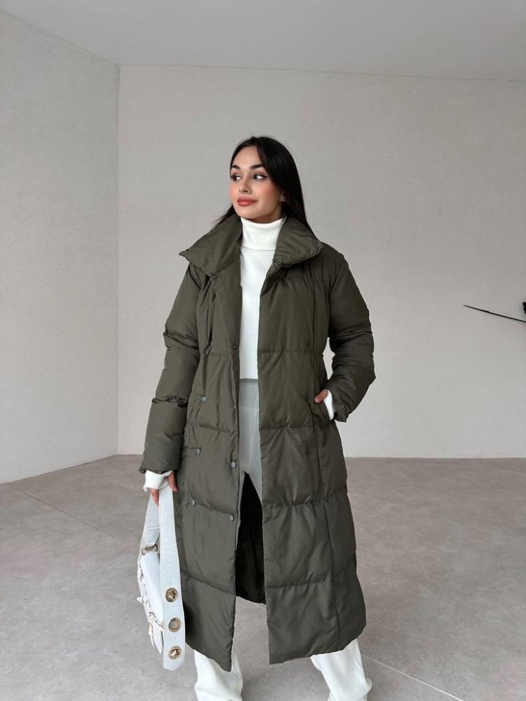 Premium Dolgulu LUCİANA Mont 8348 - Yeşil - Mooi Butik