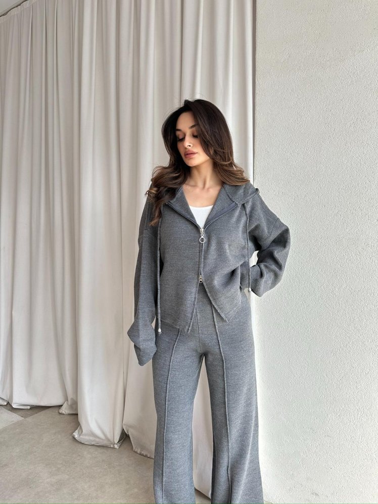 PRİSON Triko Takım 8266 - Gri - Mooi Butik