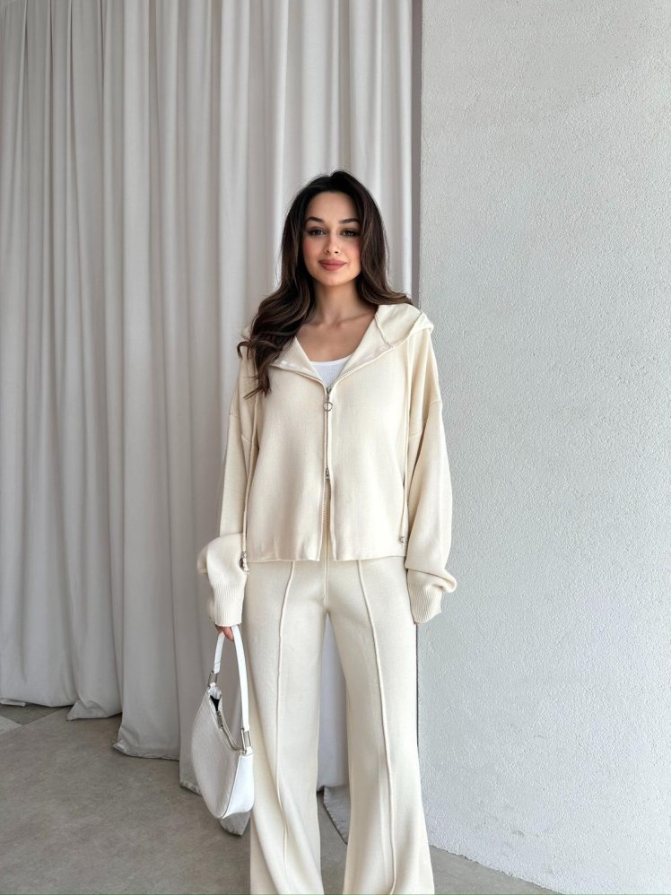 PRİSON Triko Takım 8266 - Krem - Mooi Butik