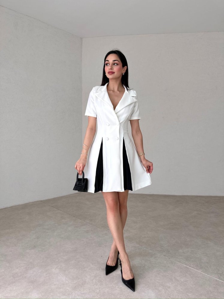 PROSER Mini Elbise 2110 - Beyaz - Mooi Butik