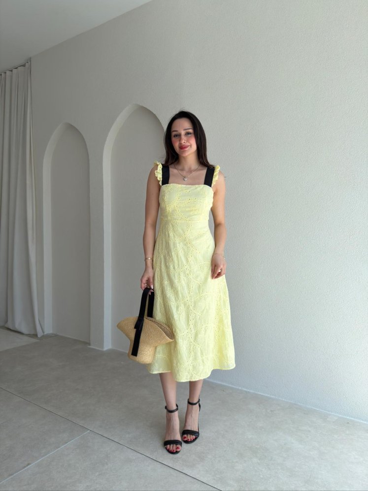 PROXY Midi Elbise 1472 - Sarı - Mooi Butik