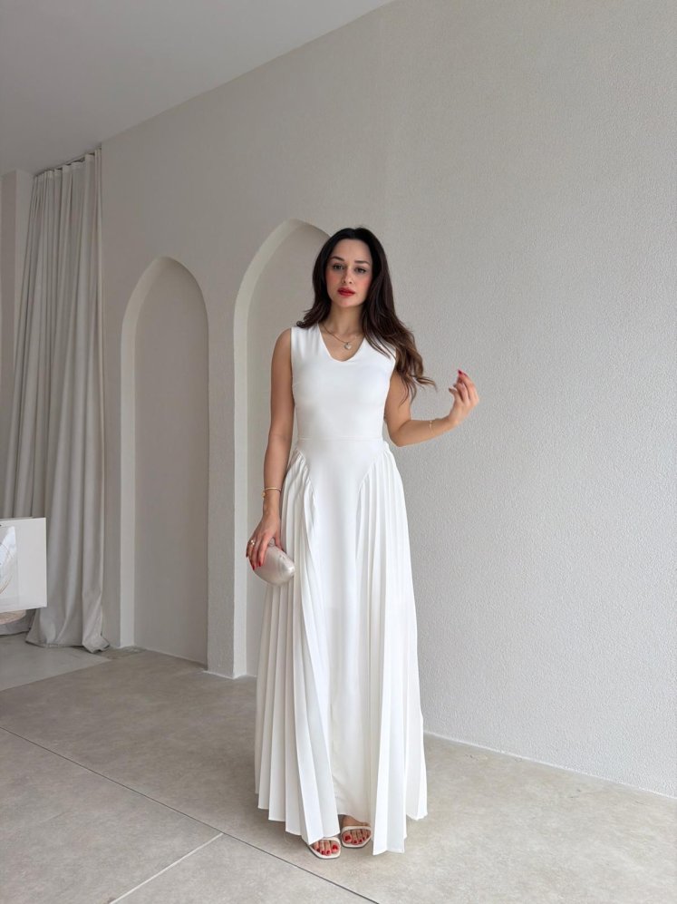 PUFFY Maxi Elbise 9051 - Beyaz - Mooi Butik