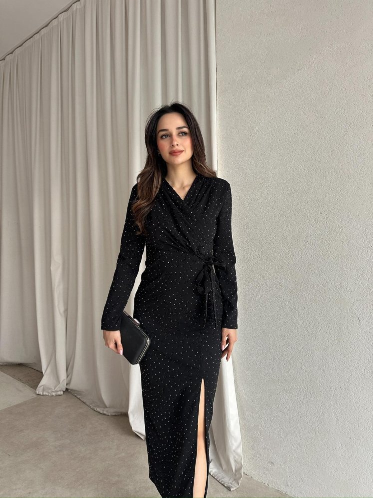 PULCA Taşlı Midi Elbise 8791 - Siyah - Mooi Butik