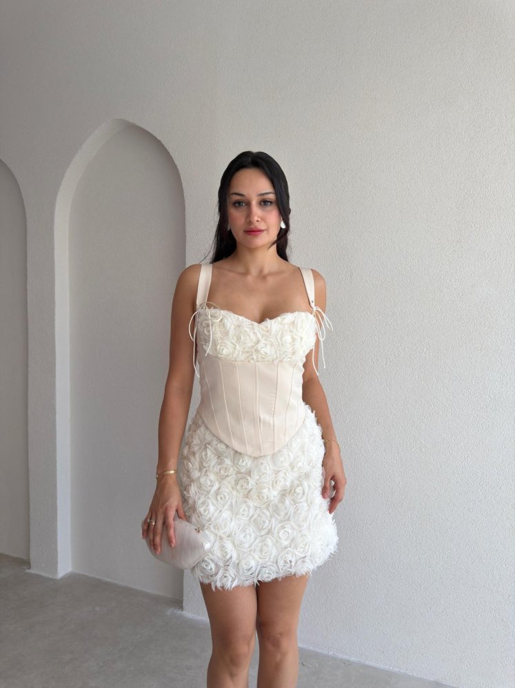 RADİA Kabartma Desenli Takım 3749 - Krem - Mooi Butik