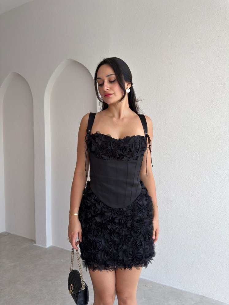 RADİA Kabartma Desenli Takım 3749 - Siyah - Mooi Butik