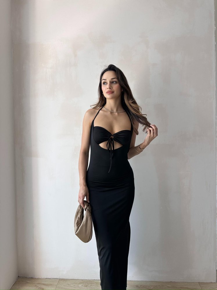 RAFAEL Maxi Elbise 9887 - Siyah - Mooi Butik