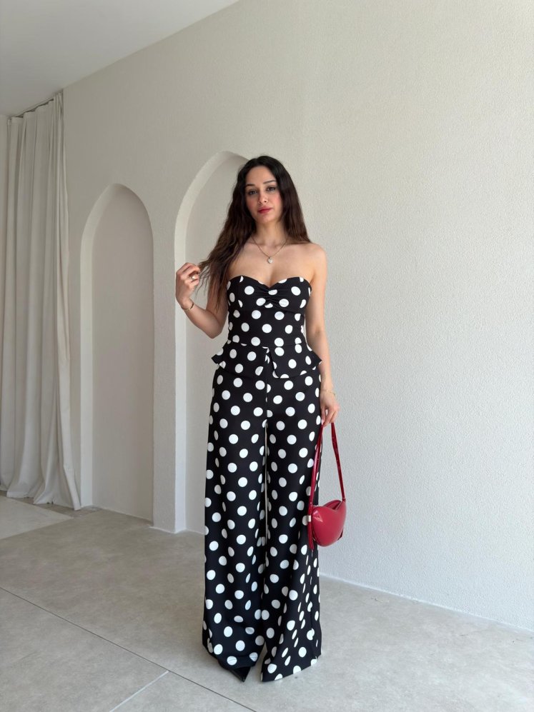 RAFFAELLO Puantiyeli Takım 9535 - Siyah - Mooi Butik