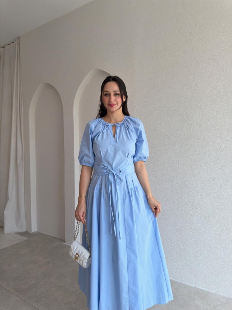 RALLY Midi Elbise 8908 - Bebe Mavi - Mooi Butik