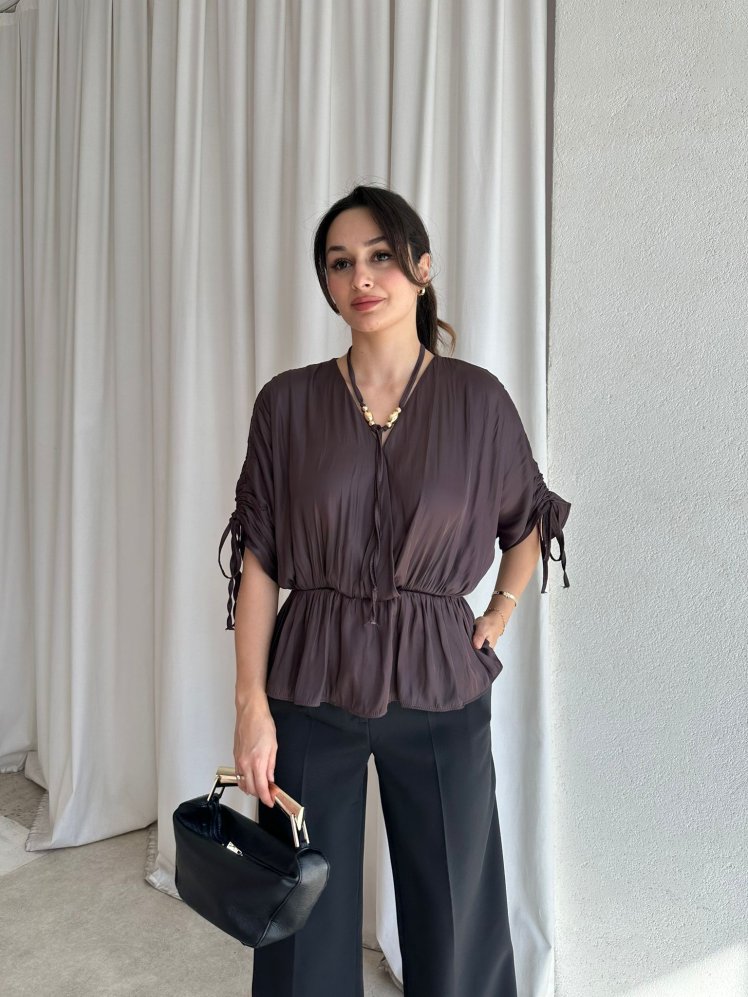 RALYA Bluz 8448 - Acı Kahve - Mooi Butik