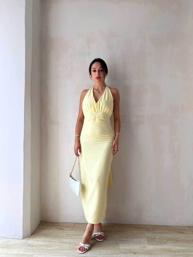 RAMOS Elbise 8236- Sarı - Mooi Butik