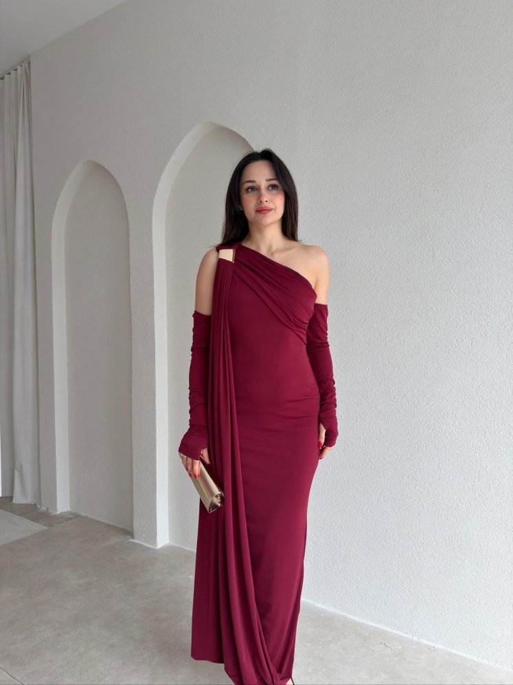 RAMSEY Midi Elbise 3489 - Bordo - Mooi Butik