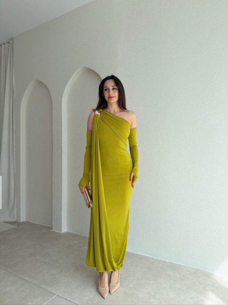 RAMSEY Midi Elbise 3489 - Yağ Yeşili - Mooi Butik