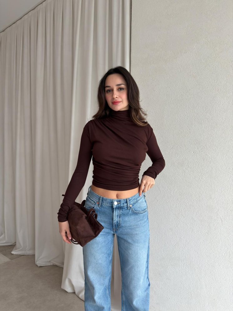 RANDY Balıkçı Yaka Bluz 8869 - Acı Kahve - Mooi Butik