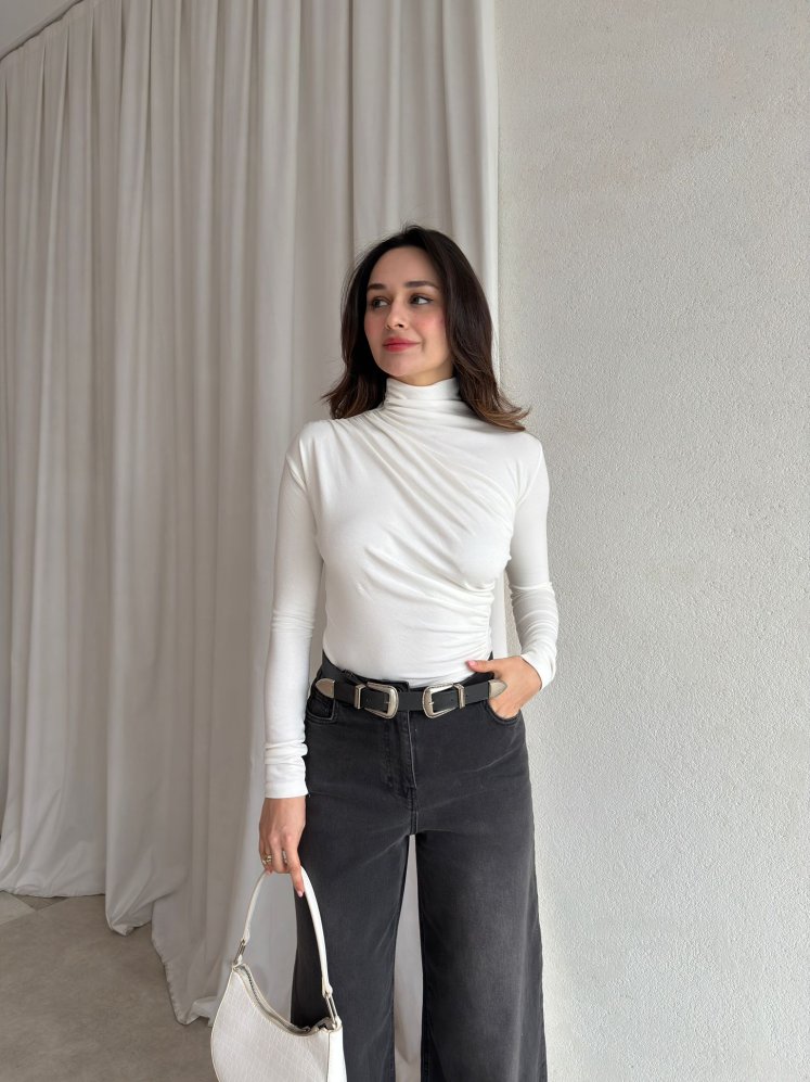 RANDY Balıkçı Yaka Bluz 8869 - Beyaz - Mooi Butik