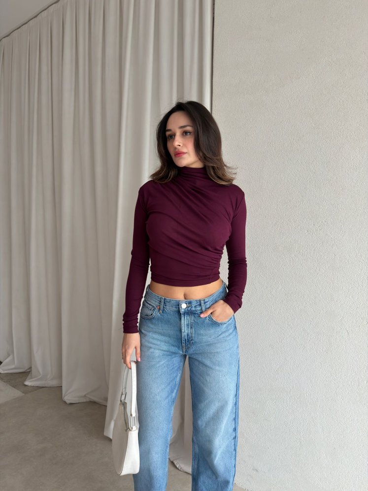 RANDY Balıkçı Yaka Bluz 8869 - Mürdüm - Mooi Butik