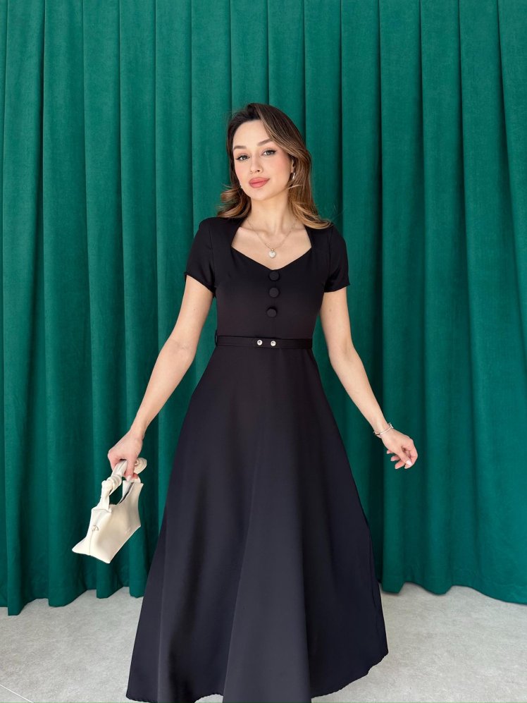 RAZİANA Midi Elbise 3674 - Siyah - Mooi Butik