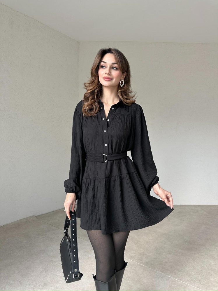 REGGE Mini Elbise 2518 - Siyah - Mooi Butik