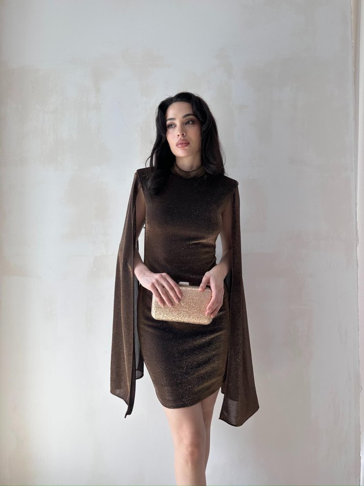 RELİA Mini Elbise 7013 - Kahverengi - Mooi Butik