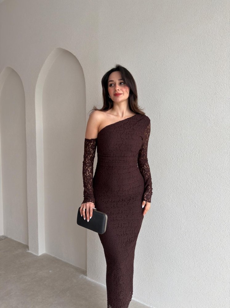 REMOVE Midi Elbise 8658 - Acı Kahve - Mooi Butik