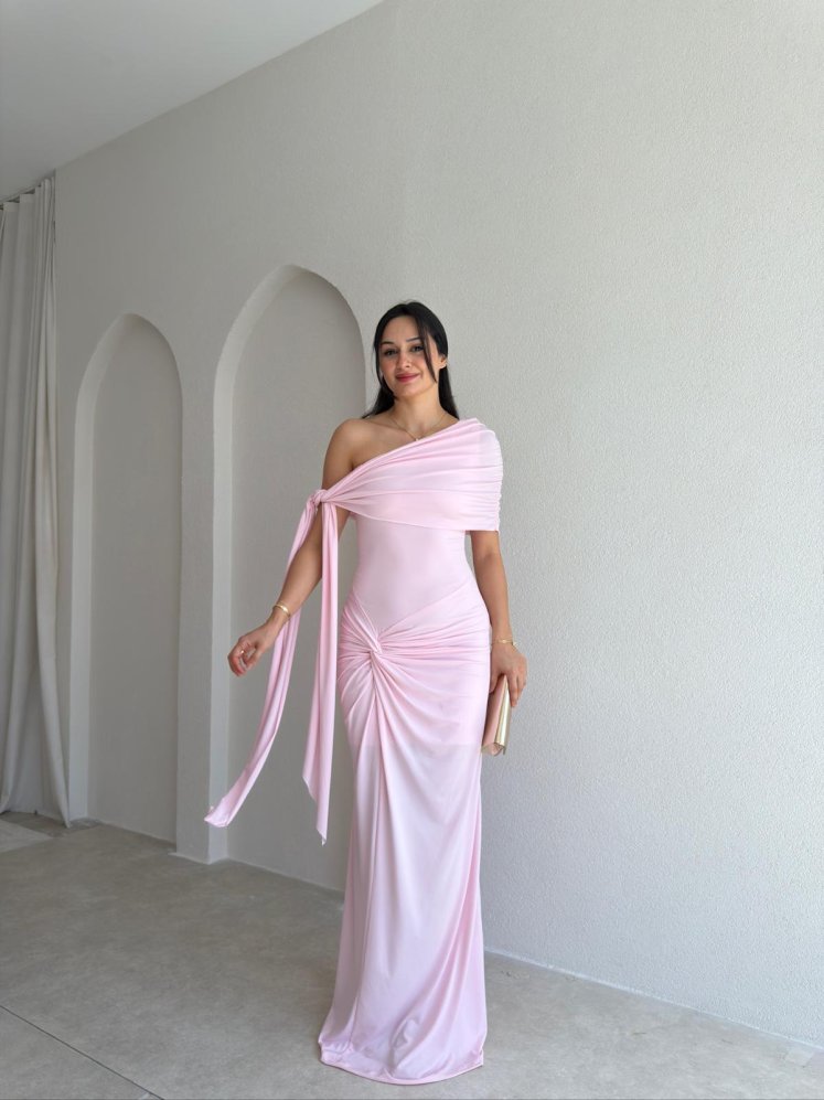RENATE Maxi Elbise 3007 - Pudra - Mooi Butik