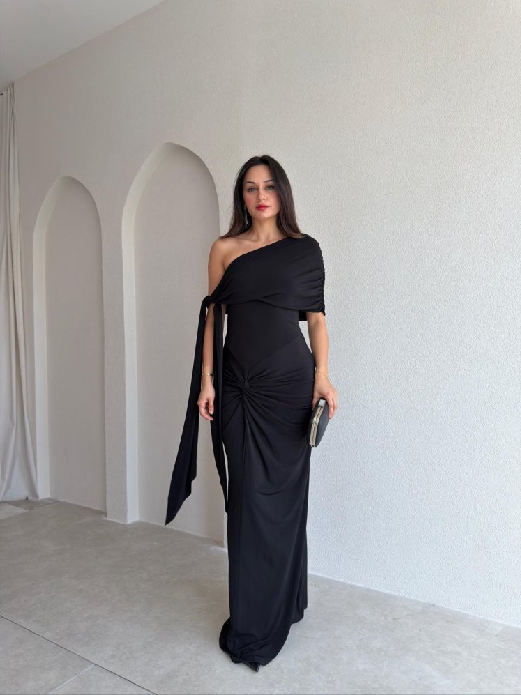 RENATE Maxi Elbise 3007 - Siyah - Mooi Butik