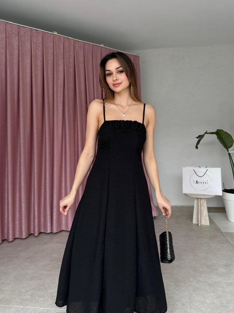 REYNA Midi Elbise 3474 - Siyah - Mooi Butik