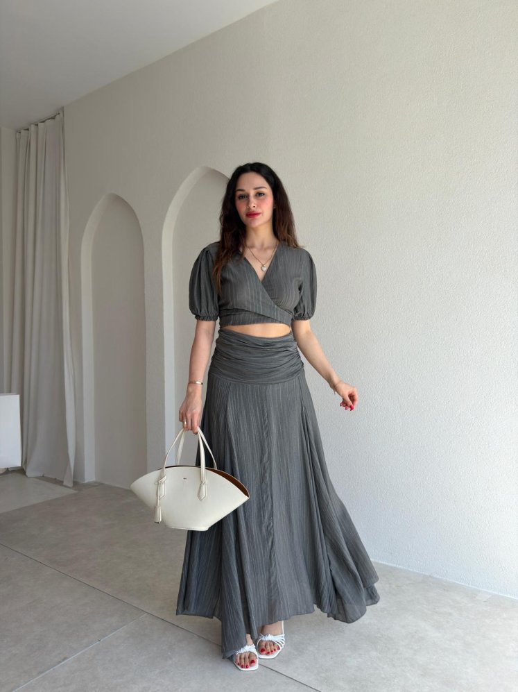 RİCO Etekli Takım 3547 - Gri - Mooi Butik
