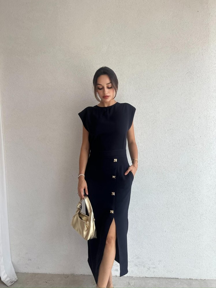 RİMBA Midi Elbise 7872 - Lacivert - Mooi Butik