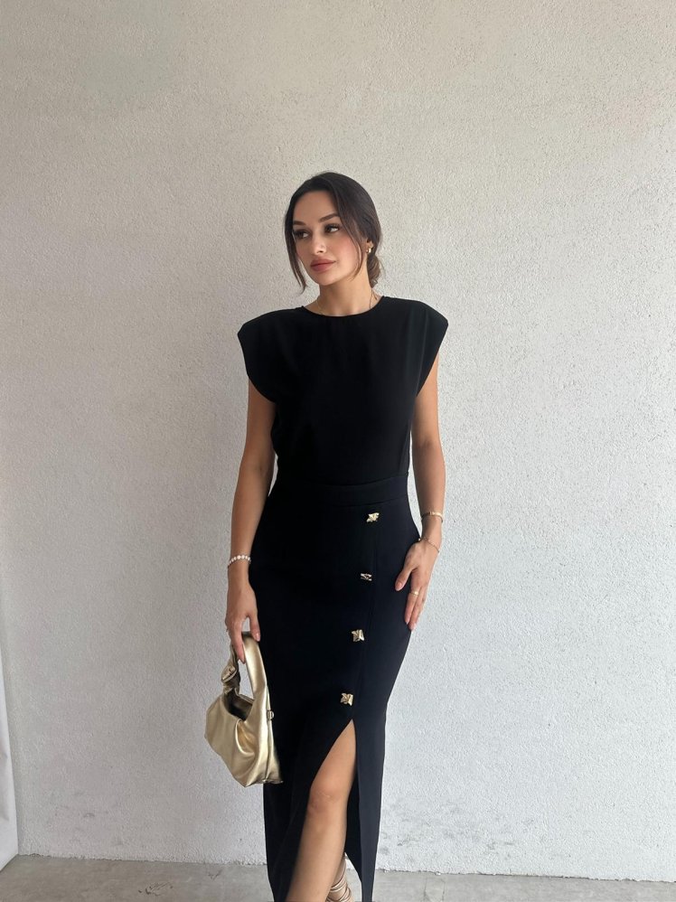 RİMBA Midi Elbise 7872 - Siyah - Mooi Butik