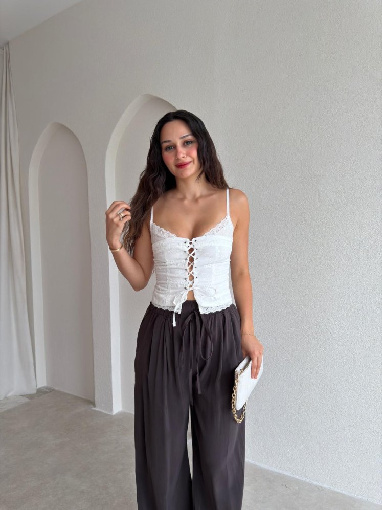 RİPA Dantel Detaylı Bluz 3736 - Beyaz - Mooi Butik
