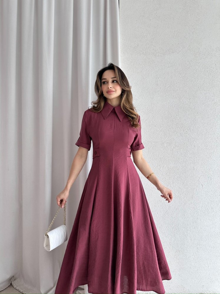RİXOS Midi Elbise 4547 - Bordo - Mooi Butik