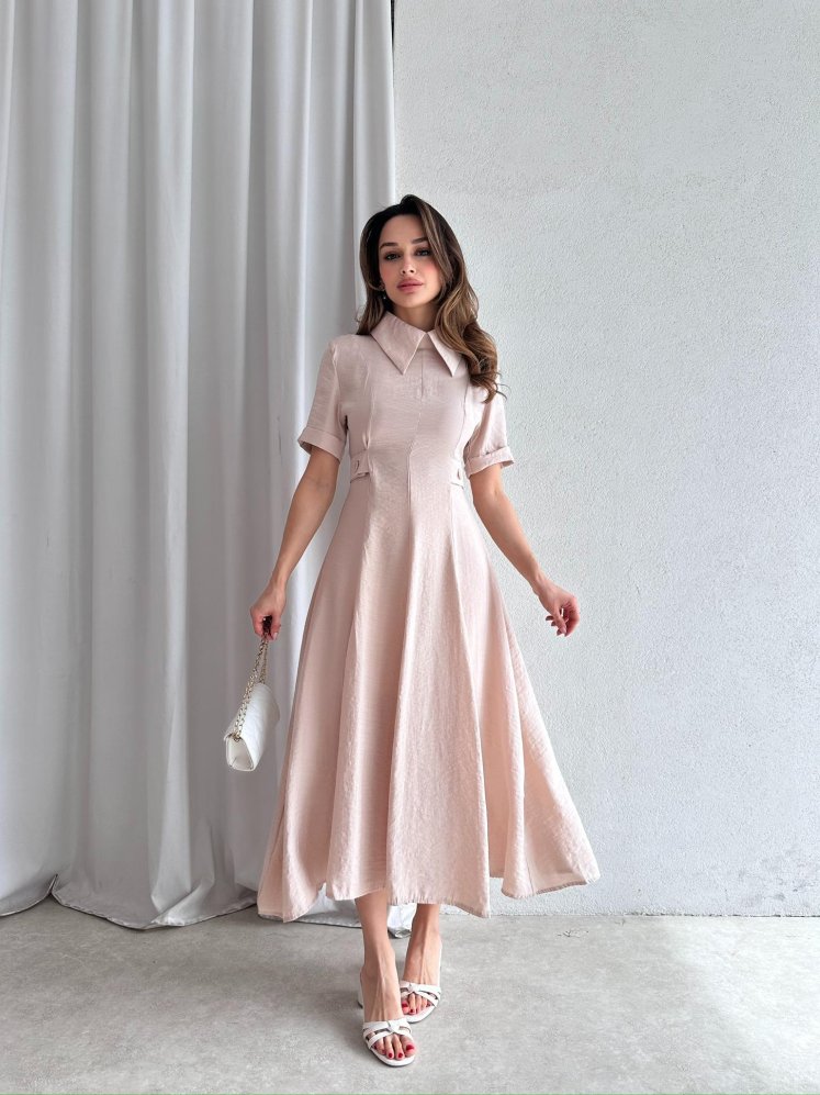 RİXOS Midi Elbise 4547 - Krem - Mooi Butik