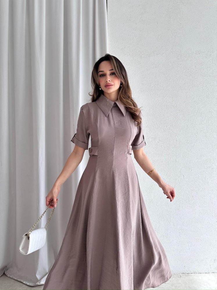 RİXOS Midi Elbise 4547 - Kahverengi - Mooi Butik