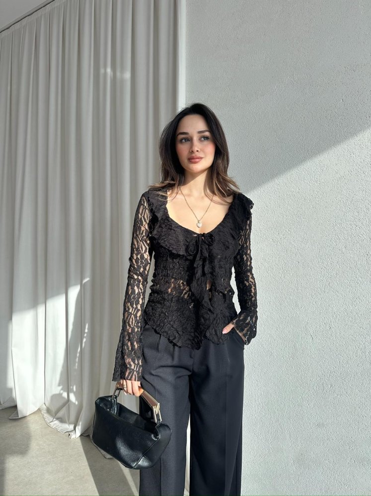 RODEO Dantelli Bluz 8394 - Siyah - Mooi Butik