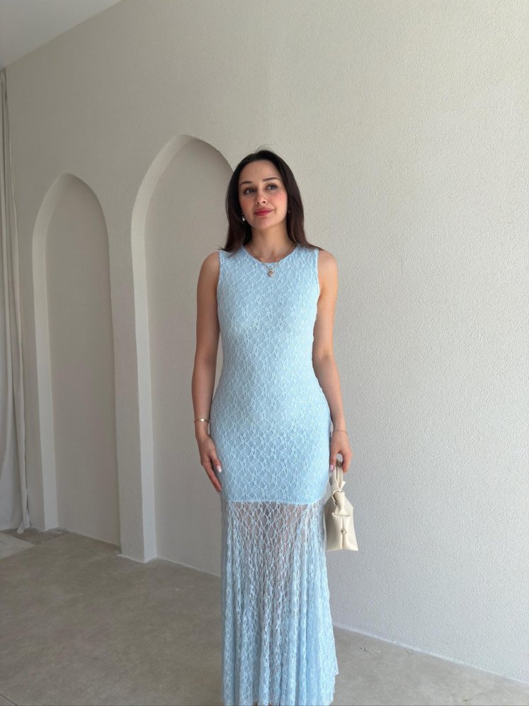 RODRİ Midi Elbise 1254 - Bebe Mavisi - Mooi Butik