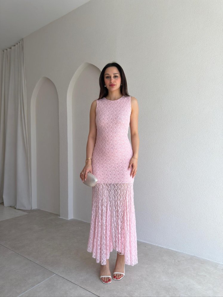 RODRİ Midi Elbise 1254 - Pembe - Mooi Butik
