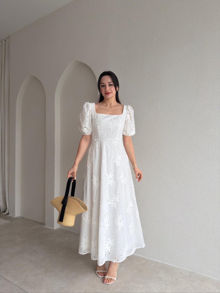 RONY Fisto Maxi Elbise 4844 - Beyaz - Mooi Butik