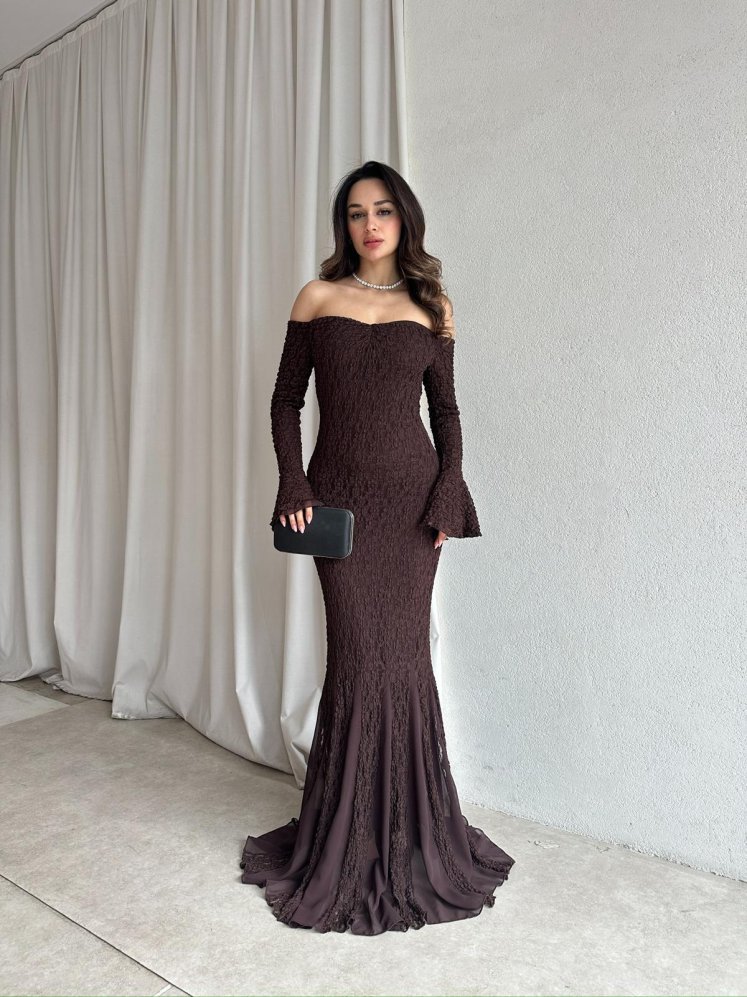 ROSALYN Elbise 9856 - Acı Kahve - Mooi Butik