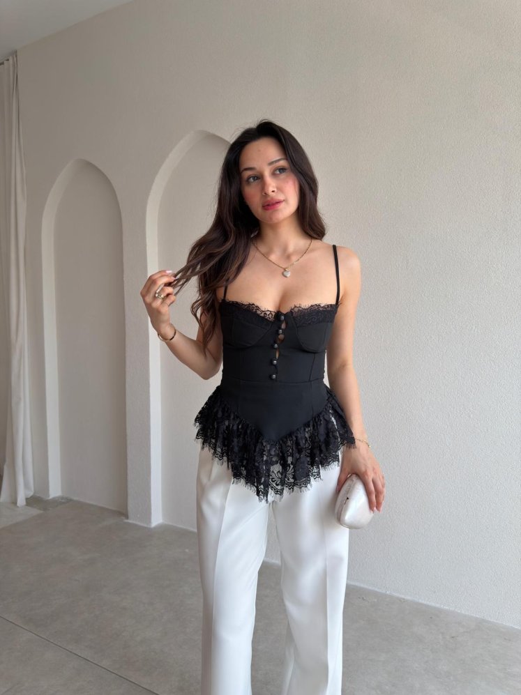 ROSELLA Bluz 8820- Siyah - Mooi Butik