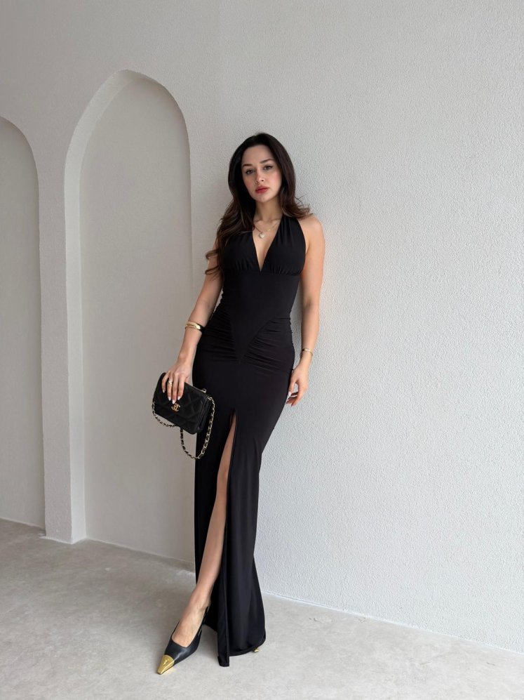 ROSSA Maxi Elbise 8988 - Siyah - Mooi Butik