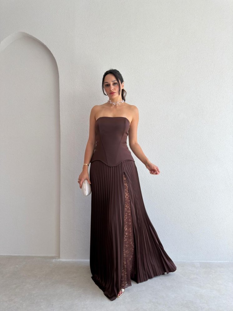 ROSY Dantel Detaylı Takım 3037 - Acı Kahve - Mooi Butik