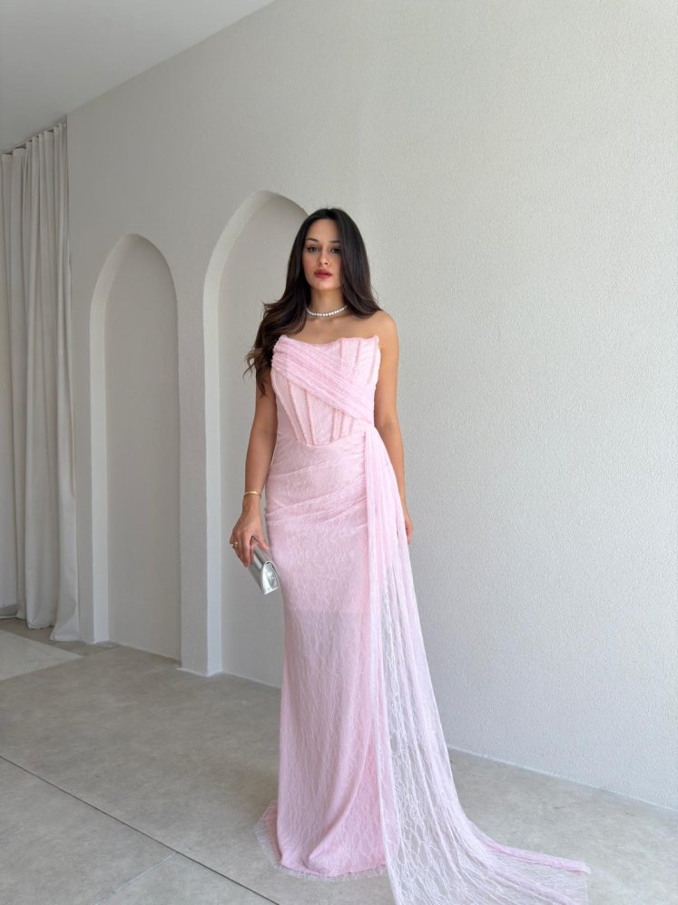 ROVENCE Maxi Elbise 4040 - Pudra - Mooi Butik