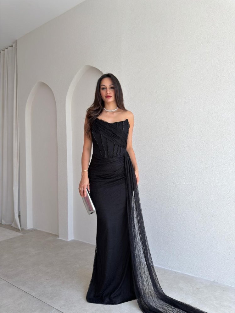 ROVENCE Maxi Elbise 4040 - Siyah - Mooi Butik