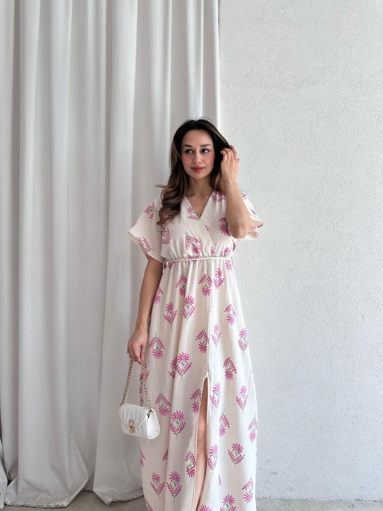ROWAN Midi Elbise 3468 - Pembe - Mooi Butik