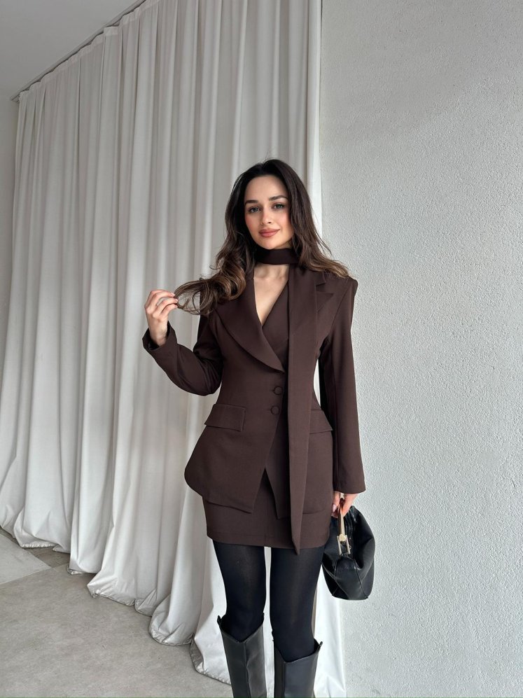 ROXİE Fularlı Takım 8707 - Acı Kahve - Mooi Butik