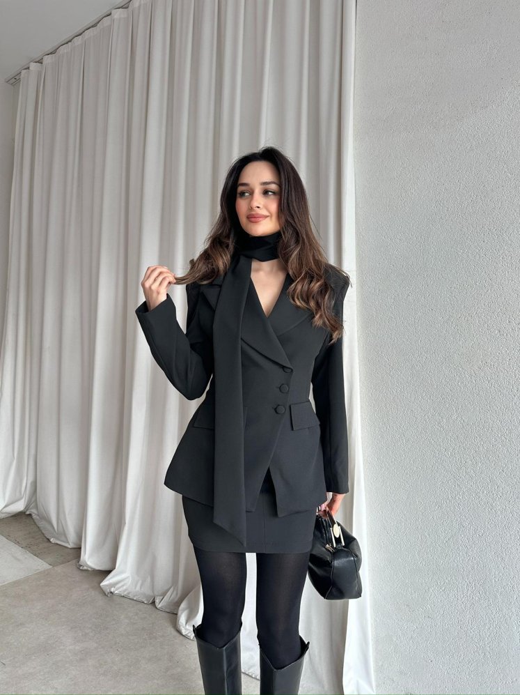 ROXİE Fularlı Takım 8707 - Siyah - Mooi Butik