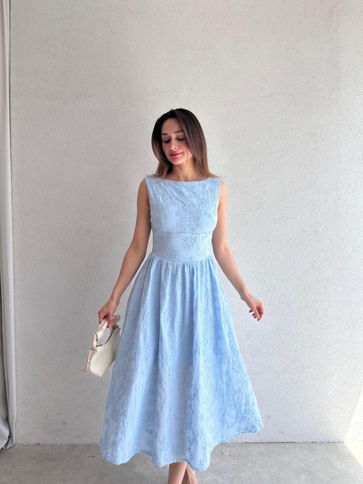 RUBEL Midi Elbise 2383 - Mavi - Mooi Butik