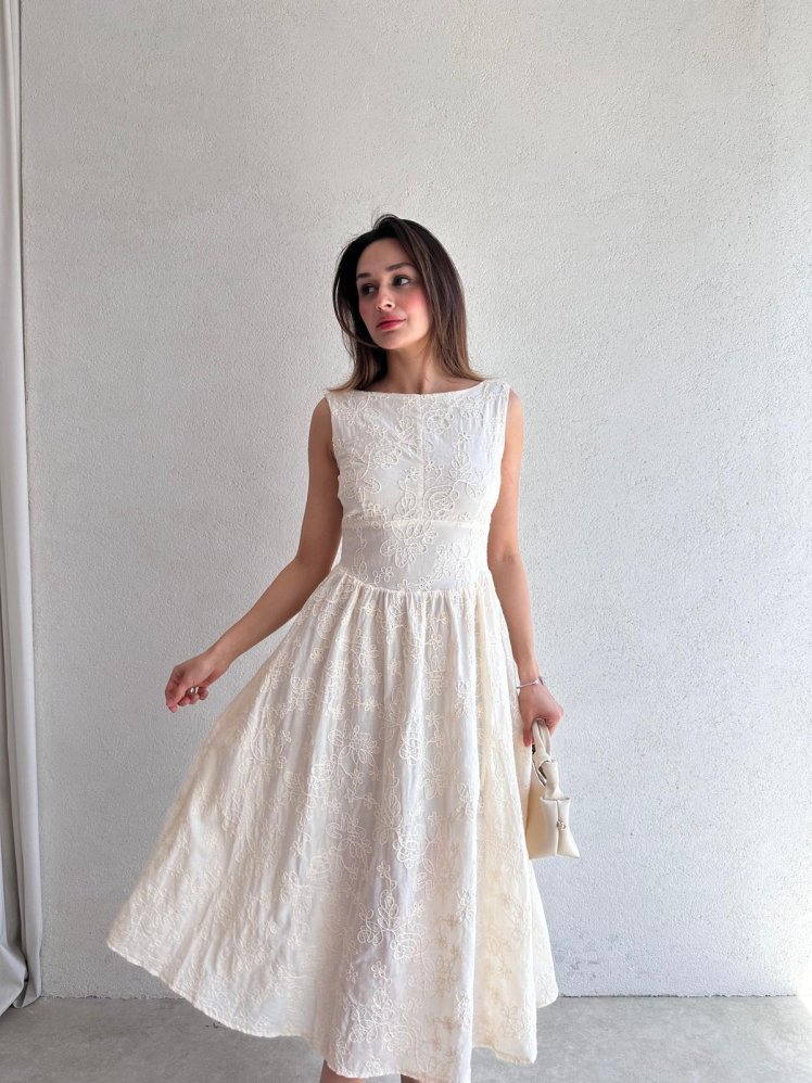 RUBEL Midi Elbise 2383 - Krem - Mooi Butik