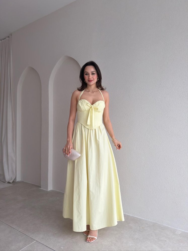 SABRİNA Maxi Elbise 8401 - Sarı - Mooi Butik